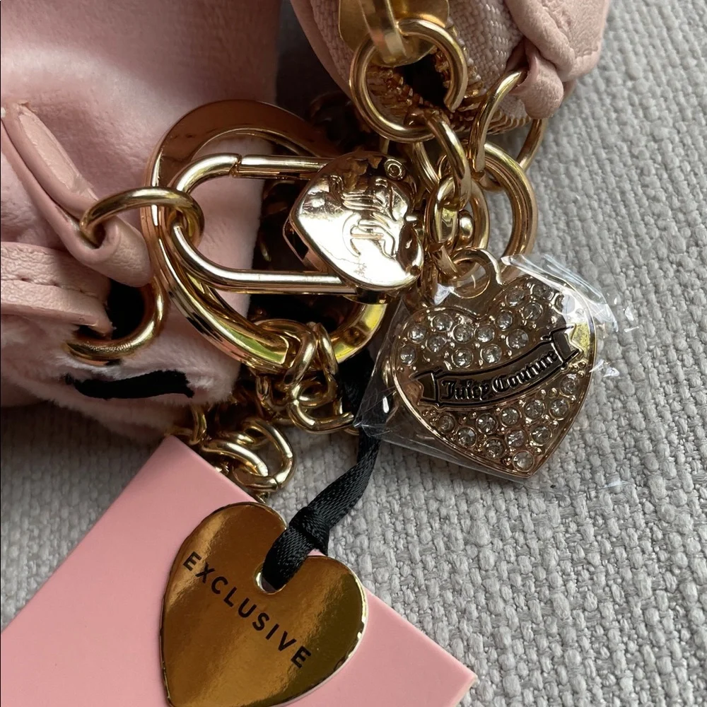 Juicy Couture angel Velvet Drawstring and heart micro bags - pink clay